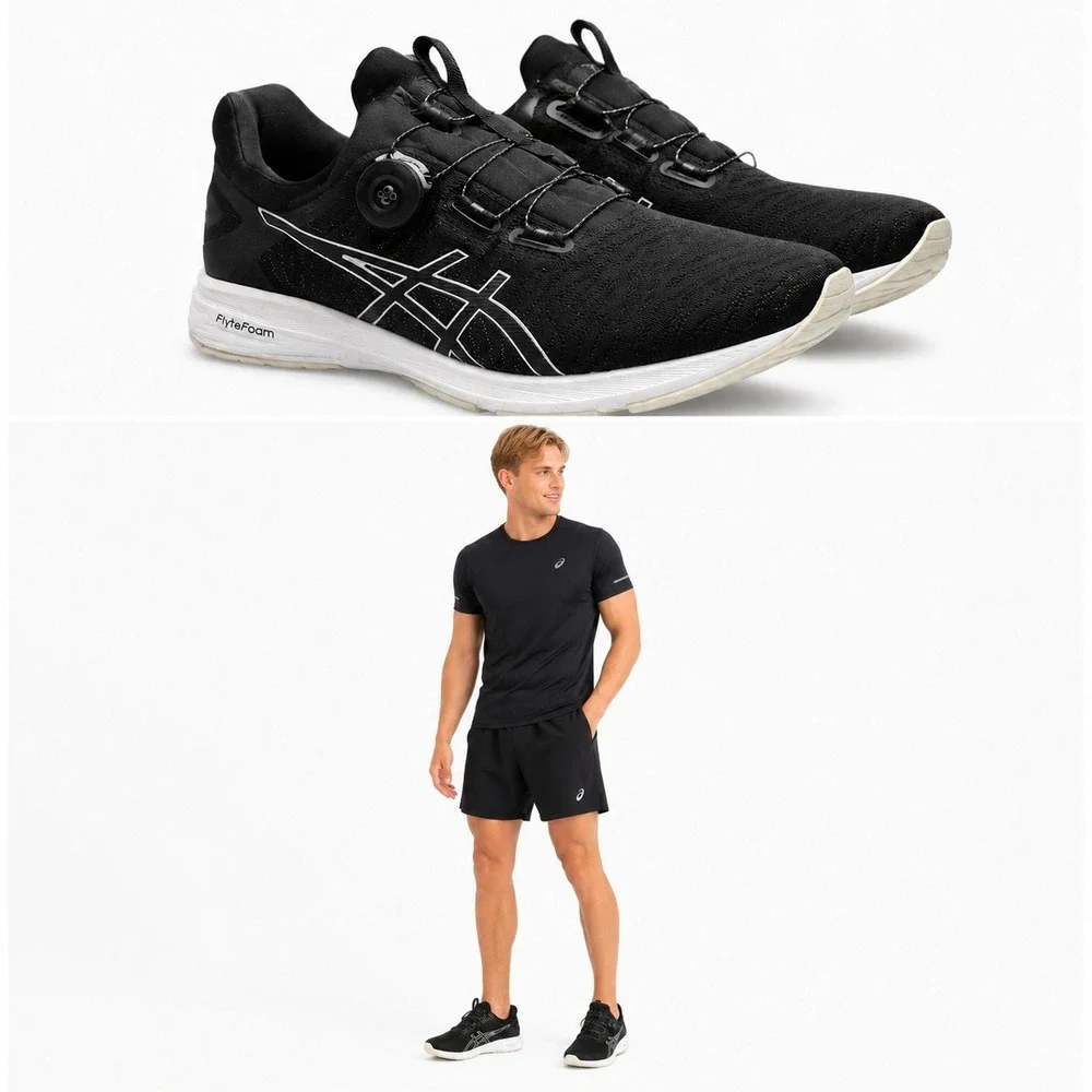 Asics Running Shoes Men 11 Black‎ Dynamis BOA T7D1N FlyteFoam Athletic Sneakers